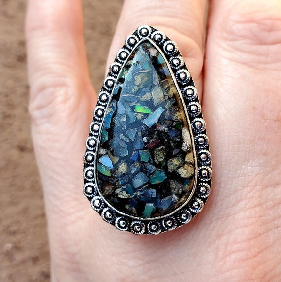New Copper Ethiopian Opal 925 Silver Ring. - Picture 5 of 10